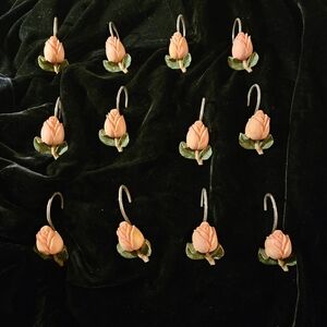 Elegant Rose Shower Curtain Hooks